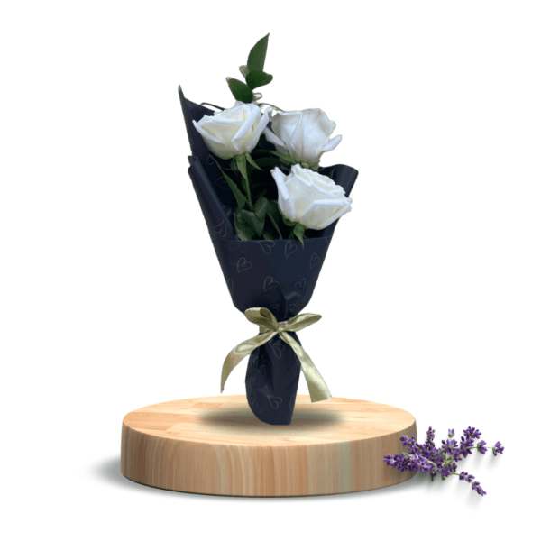 Classic Three White Roses Bouquet - Image 2