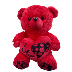 Red Velvet Teddy Bear with I Love You Heart
