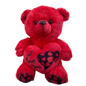 Red Velvet Teddy Bear with I Love You Heart