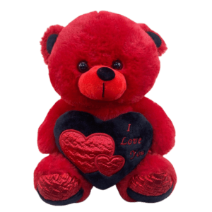 Romantic Red Teddy Bear with "I Love You" Heart