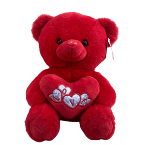 Romantic Red Teddy Bear with Love Heart