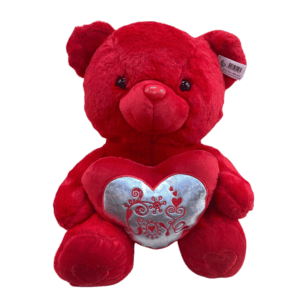 Romantic Red Teddy Bear with Ornate Heart