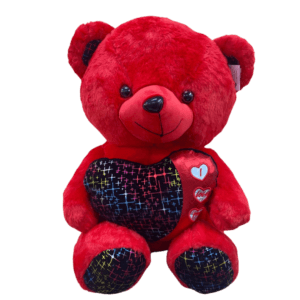 Romantic Red Teddy Bear with Sparkling Heart